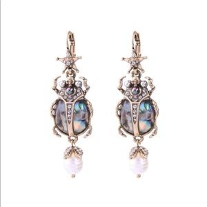 Last one Scarab Beetle &skull abalone drop earring